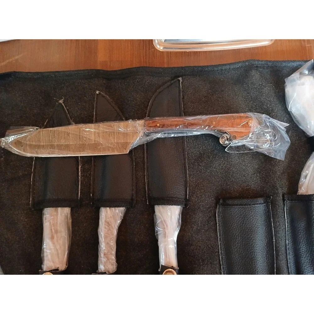 Handmade Damascus Steel Chef set 5 pieces with Wooden handle Gladiators Guild B5